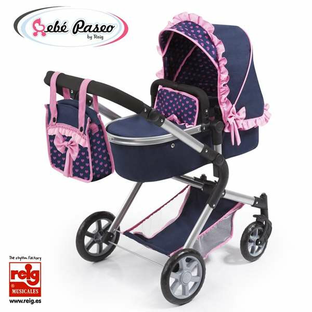 Doll Stroller Reig Combi 62 cm 82 x 79 x 38,5 cm Navy Blue - Image 2